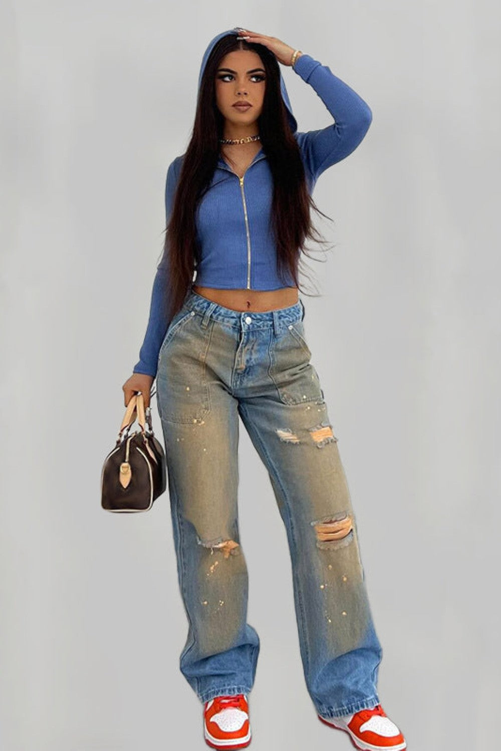 Alunira™ | High-Waisted Denim Trousers