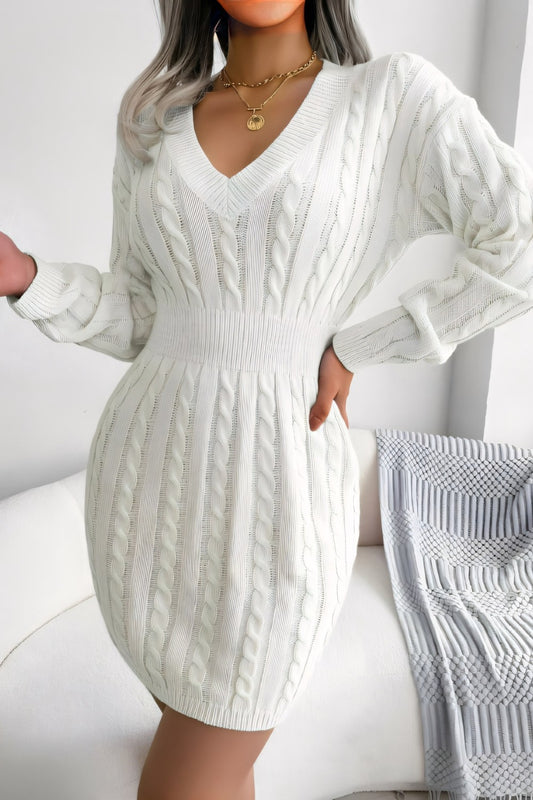 Nivalora™ | Sweater Dress with V-Neck