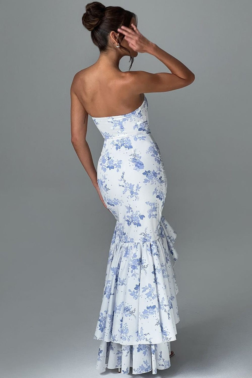 Thalyra™ | Elegante Blauwe Bloemenjurk