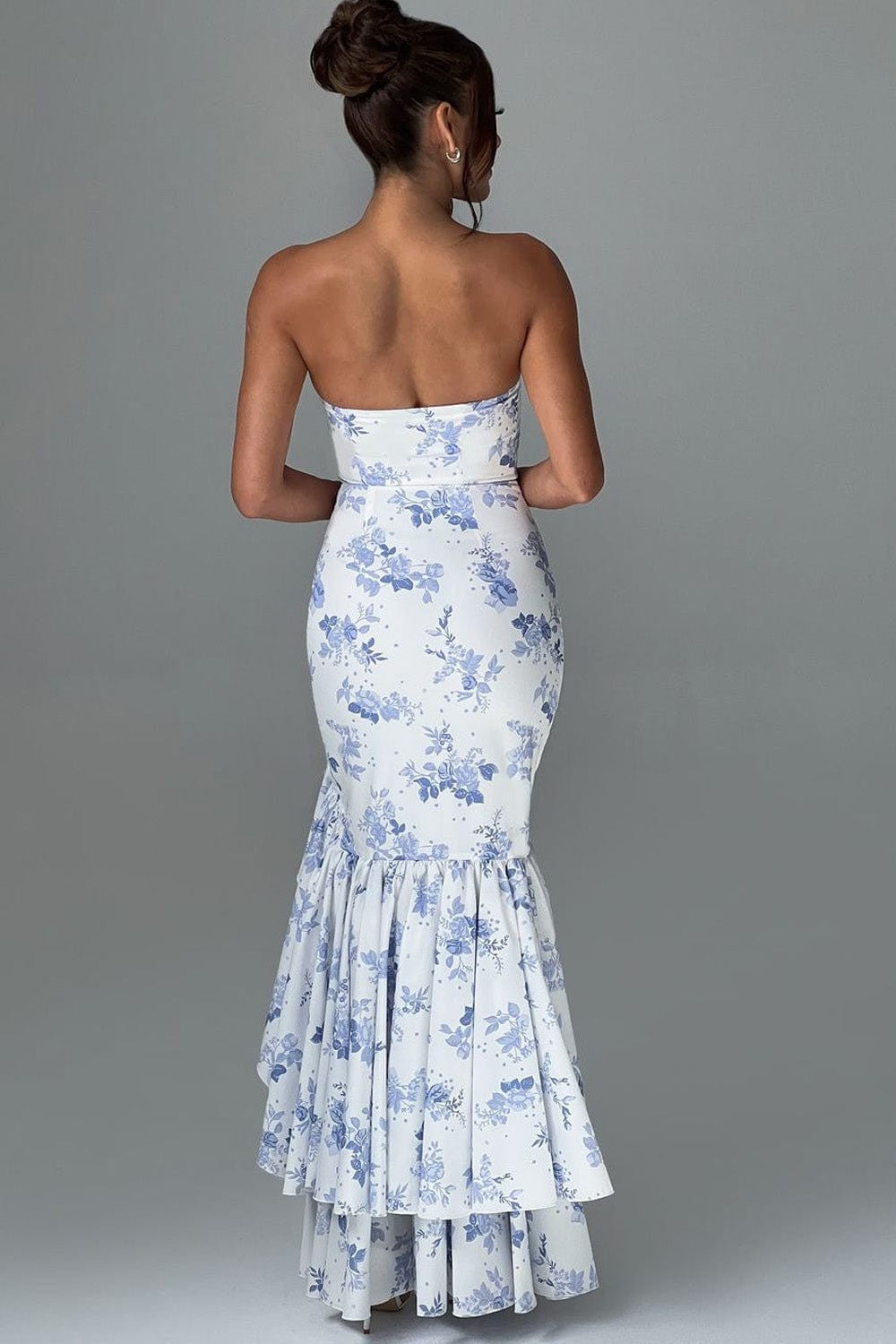 Thalyra™ | Elegante Blauwe Bloemenjurk