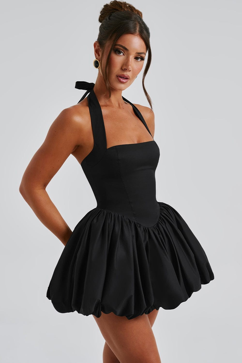 Vaelith™ | Zwarte Mouwloze Polyester Jurk