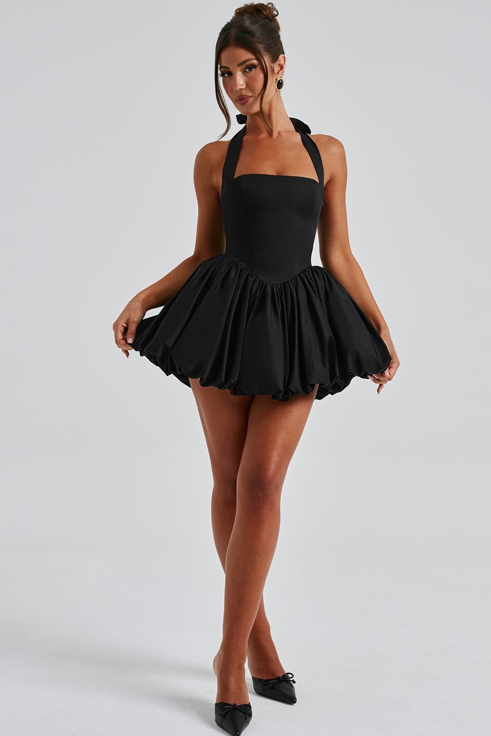Vaelith™ | Zwarte Mouwloze Polyester Jurk