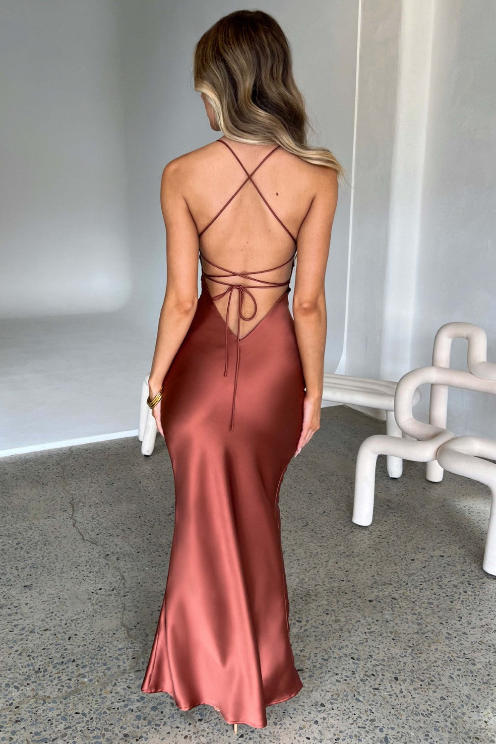 Yali™ | Stretch Satijnen Maxi Dress
