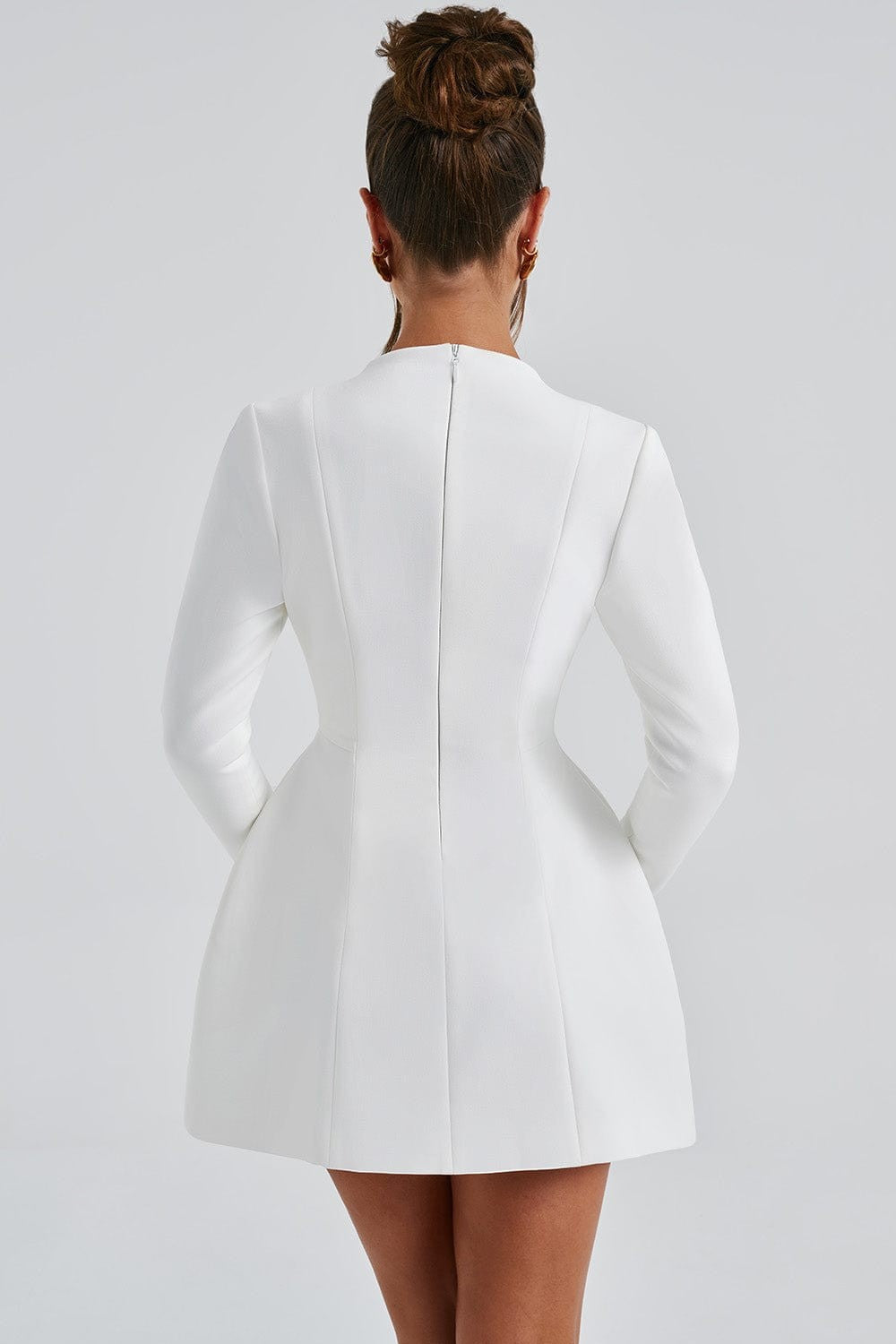 Zafine™ | Elegant Polyester V-neck Dress