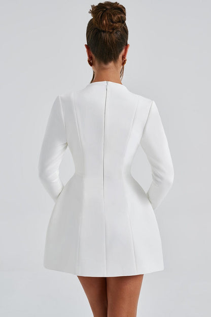 Zafine™ | Elegant Polyester V-neck Dress